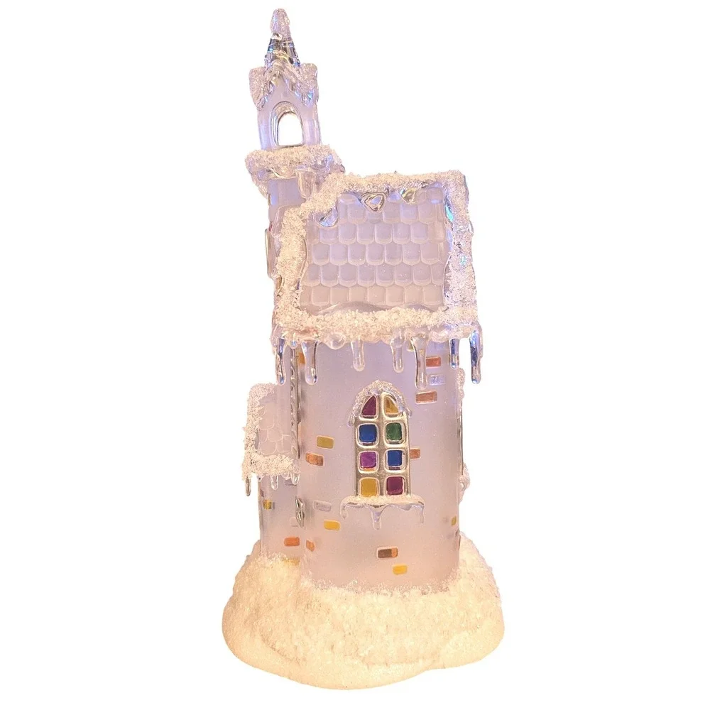 Holiday Ice Sculptures Chapel in the Snow Color Changing Lighted Church C144